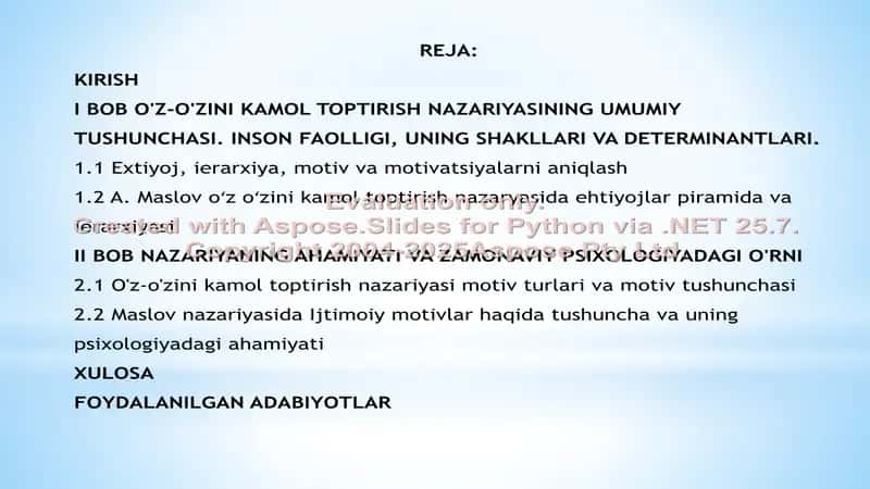 A MASLOU OʻZ OʻZINI KAMOL TOPTIRISH NAZARYASI 2