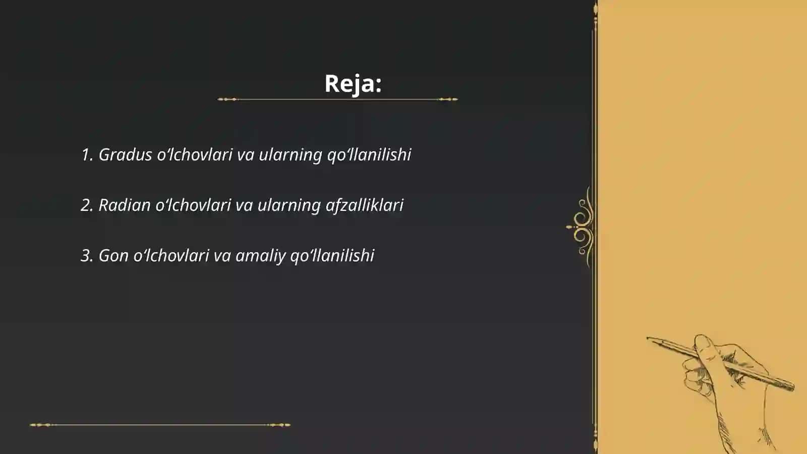 Burchak o‘lchovlari turlari 2