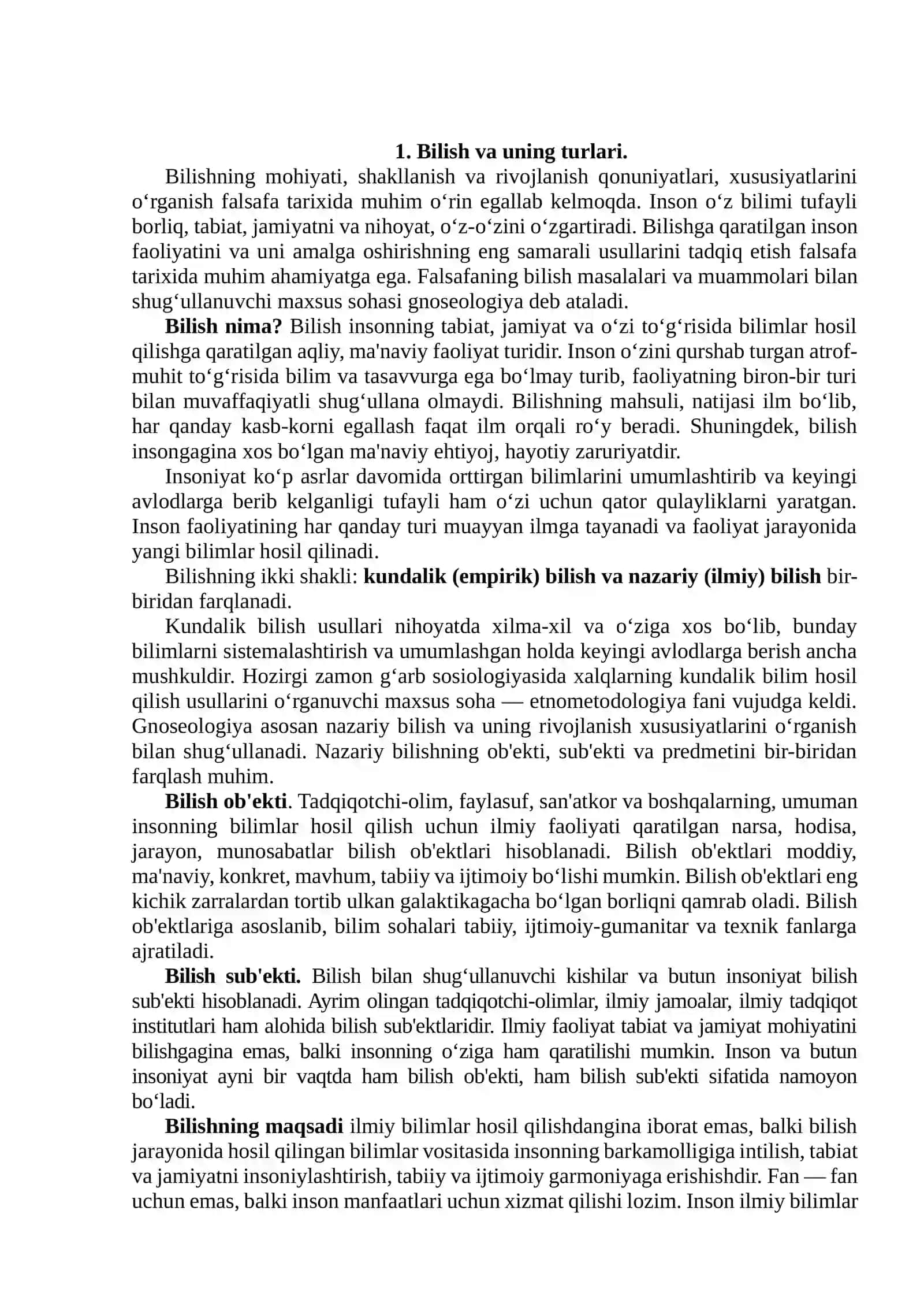 Bilish falsafasi. Mantiq. Jamiyat falsafasi. Tarix falsafasi, sivilizatsiya va madaniyat. Inson falsafasi (Falsafiy antropologiya). Qadriyatlar falsafasi 2