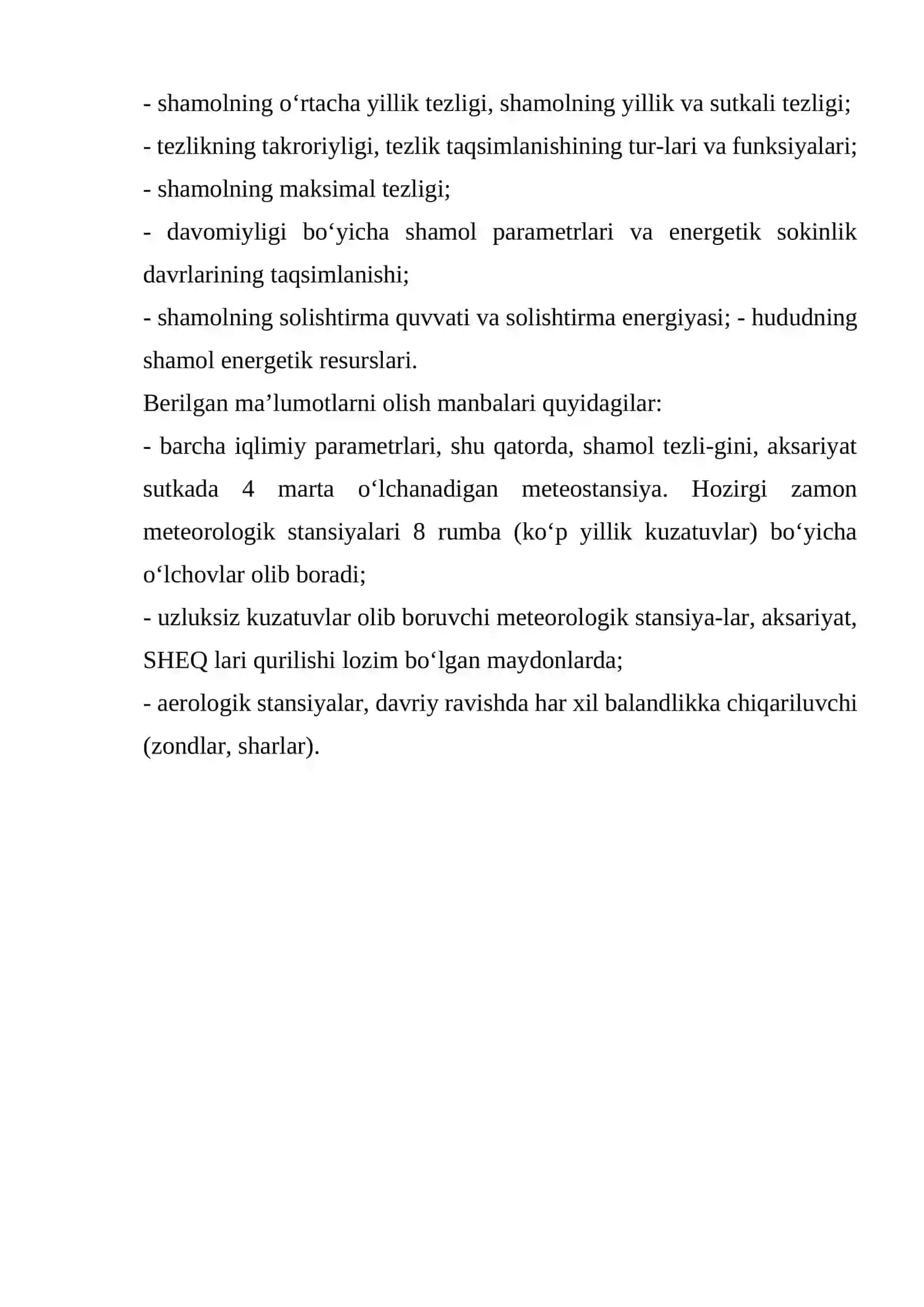 Shamol energiyasining iqlimiy tavsiflari 2