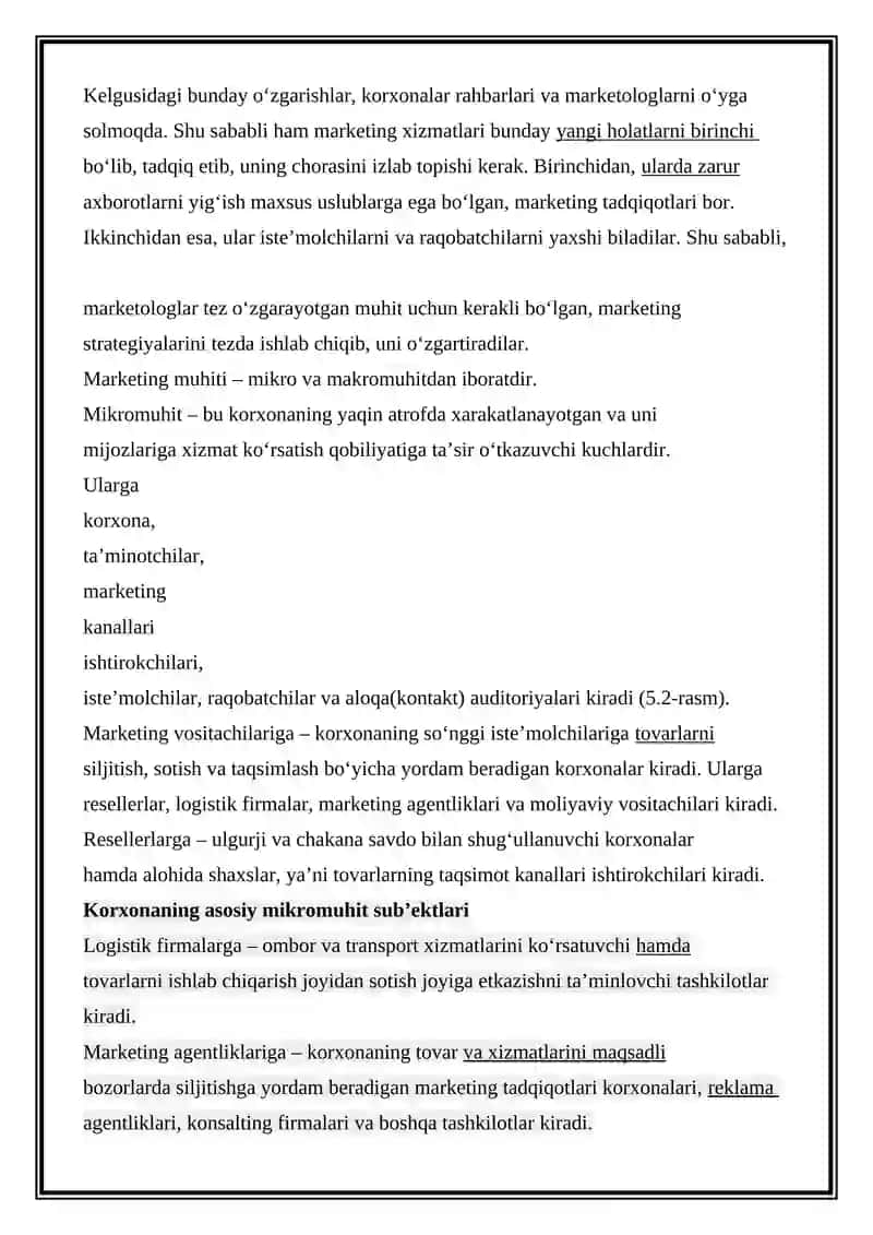 MARKETING ICHKI VA TASHQI MUHITI 2