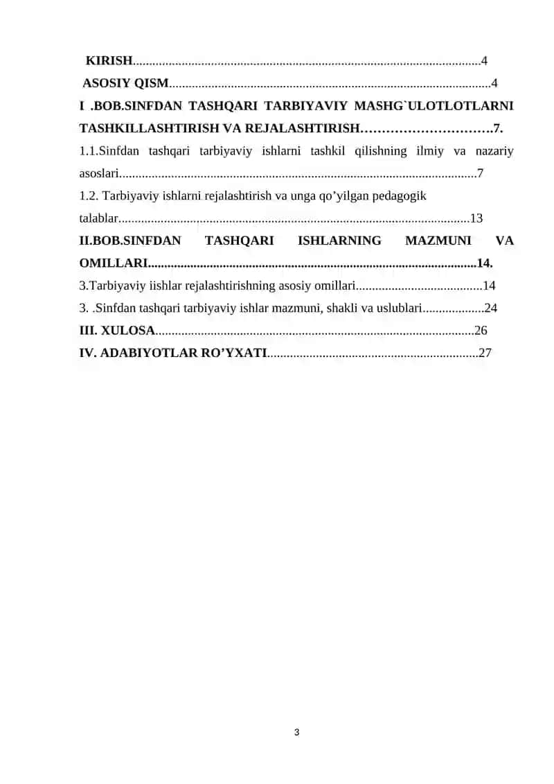Sinfdan tashqari tarbiyaviy mashg`ulotga tayyorlanish 2