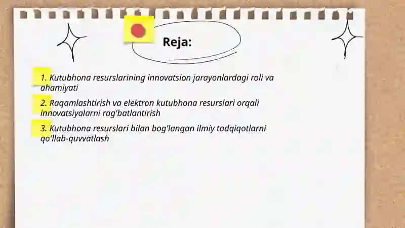 Kutubhona resurslari inovatsion jarayonlarining asosiy potensiali sifatida 2