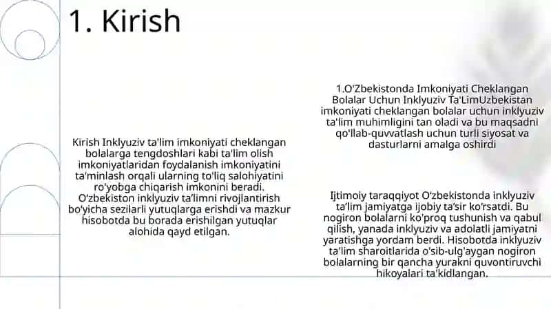 O'Zbekistonda Imkoniyati Cheklangan Bolalar Uchun Inklyuziv Ta'Lim 2