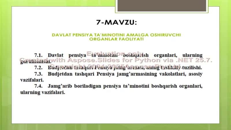 Davlat pensiya ta'minotini amalga oshiruvchi organlar 2