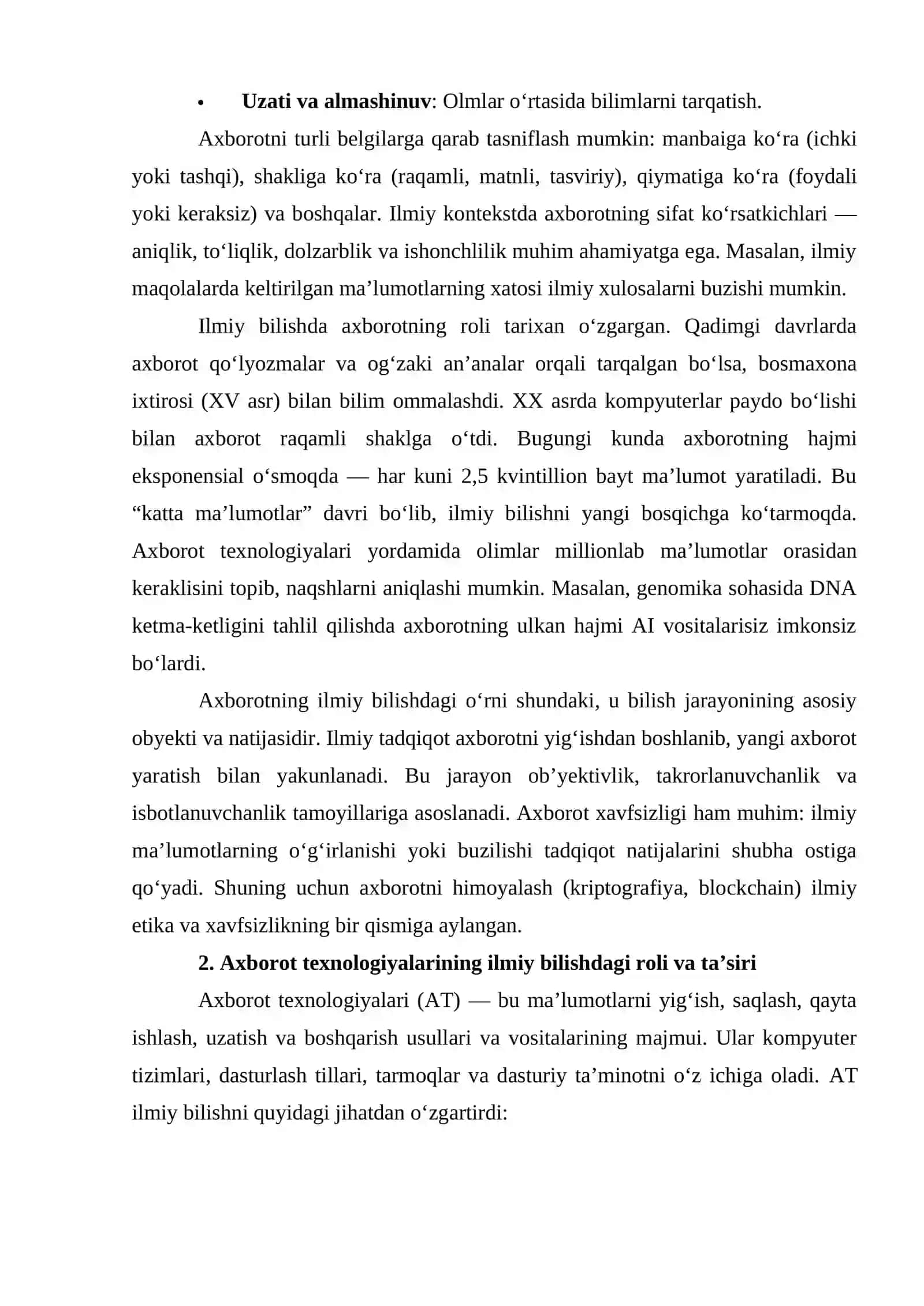 Axborotlar va axborot texnologiyalari 2