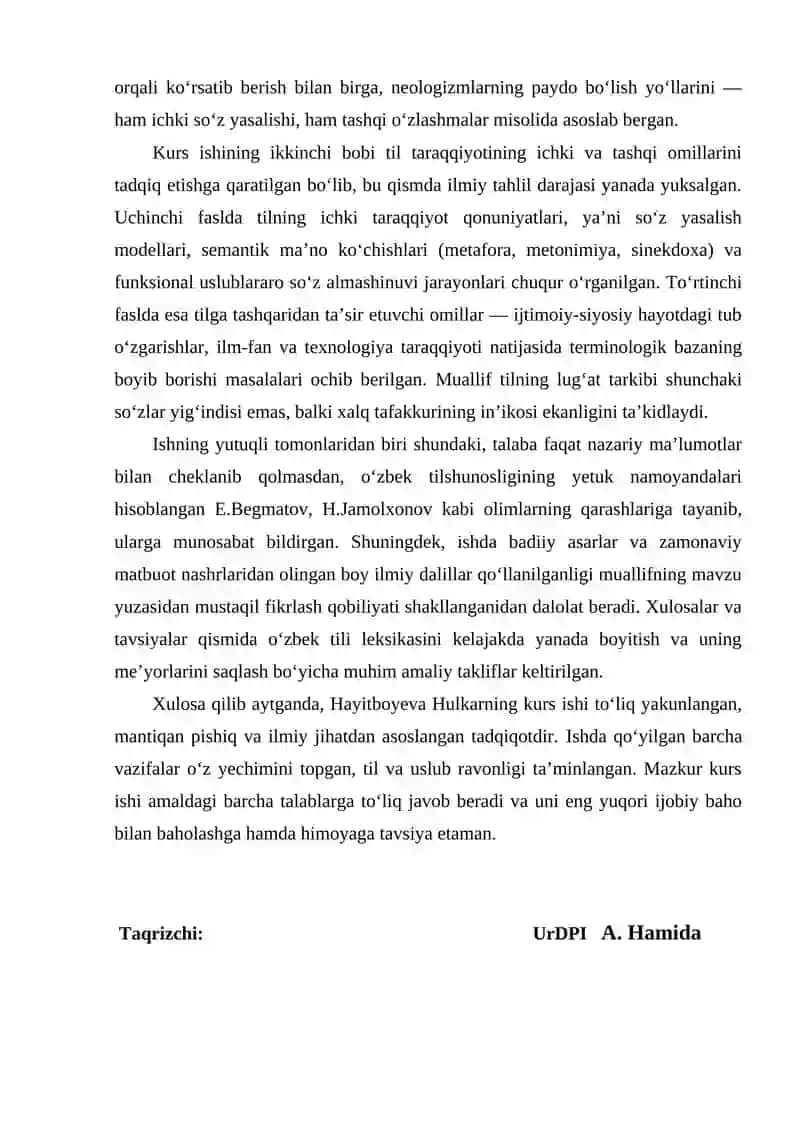 O‘zbek tili leksikasining tarixiy taraqqiyoti 2