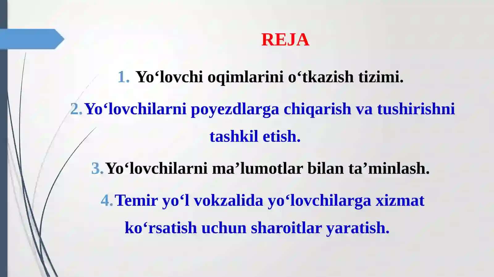 3-MA’RUZA TEMIR YO‘LVOKZALLARIDA YO‘LOVCHILARGA XIZMAT KO‘RSATISHNI TASHKILETISH 2