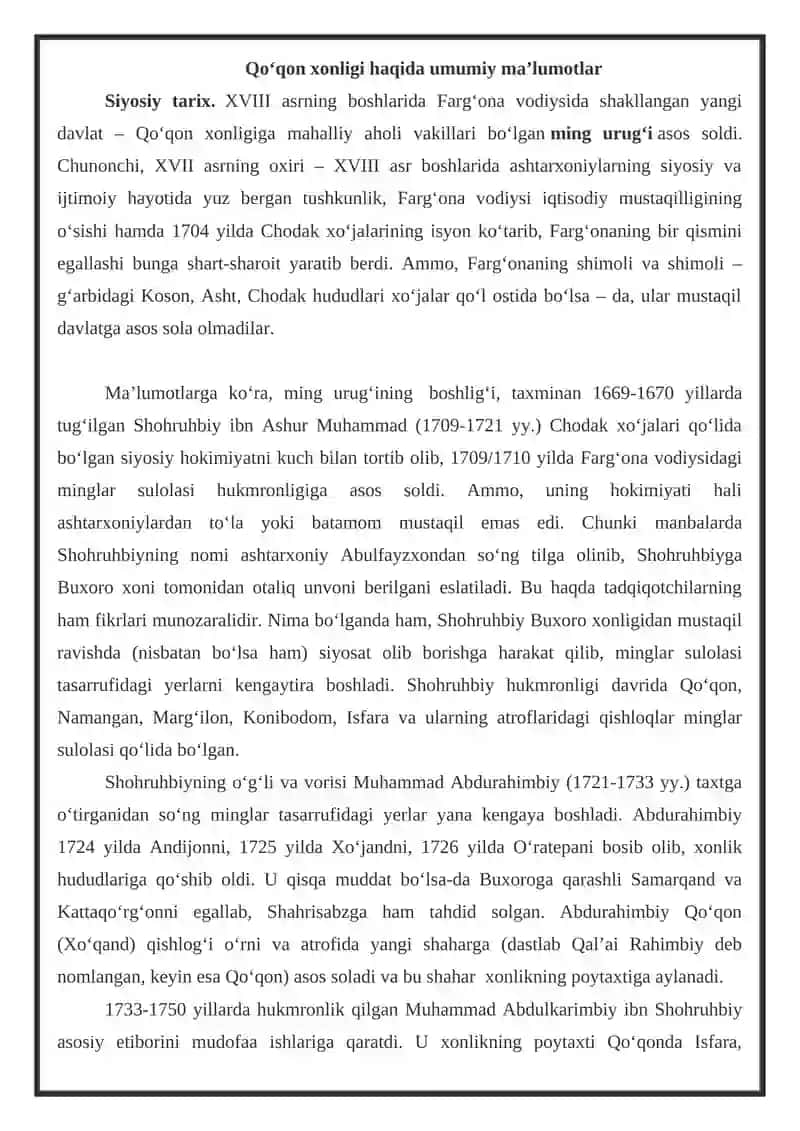 Norbo’tabiy davrida Qo’qon xonligi 2
