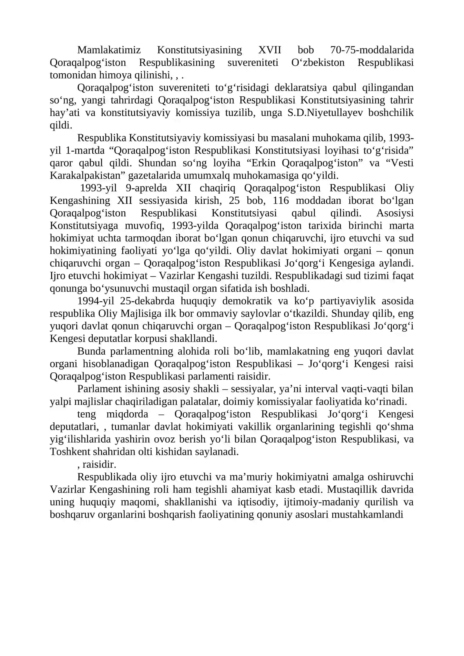 MUSTAQILLIK YILLARIDA QORAQALPOG‘ISTON RESPUBLIKASI 2