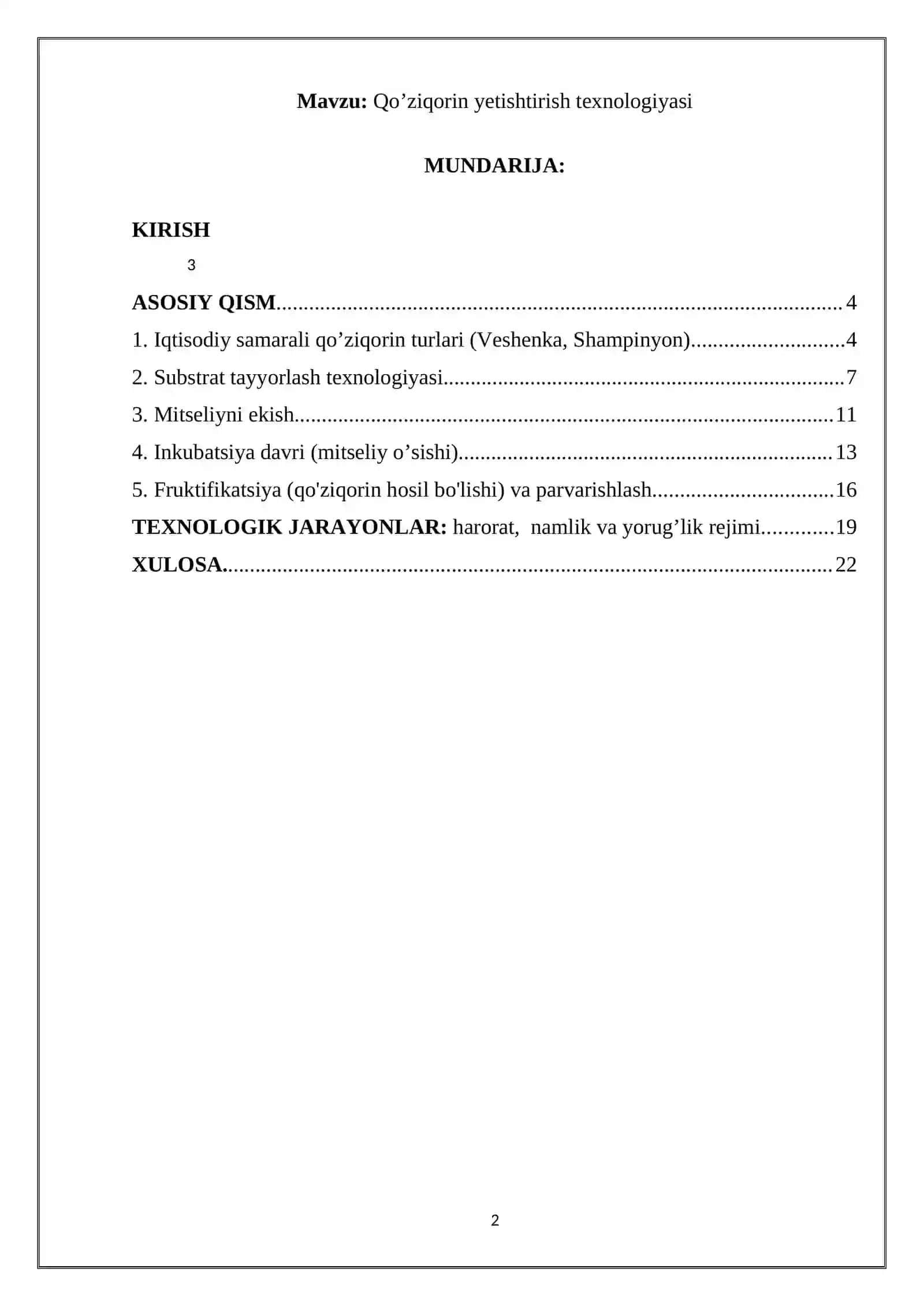 Qo’ziqorin yetishtirish texnologiyasi 2