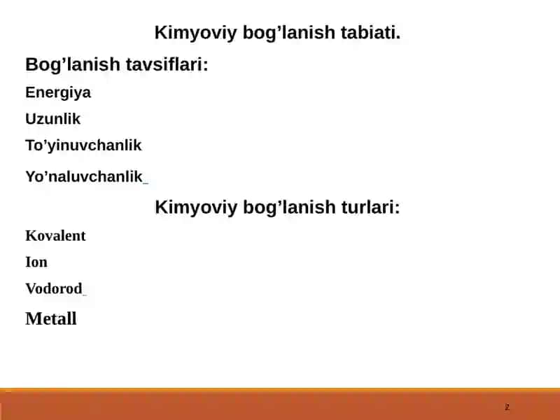 Kimyoviy Bog'lanish 2