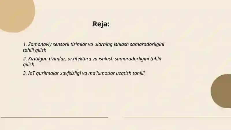 Zamonaviy texnik qurilmalar tahlili 2