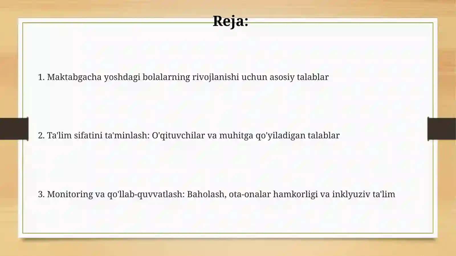 Maktabgacha yoshida bolalar rivojlanishiga qoyiladigan davlat talablari 2