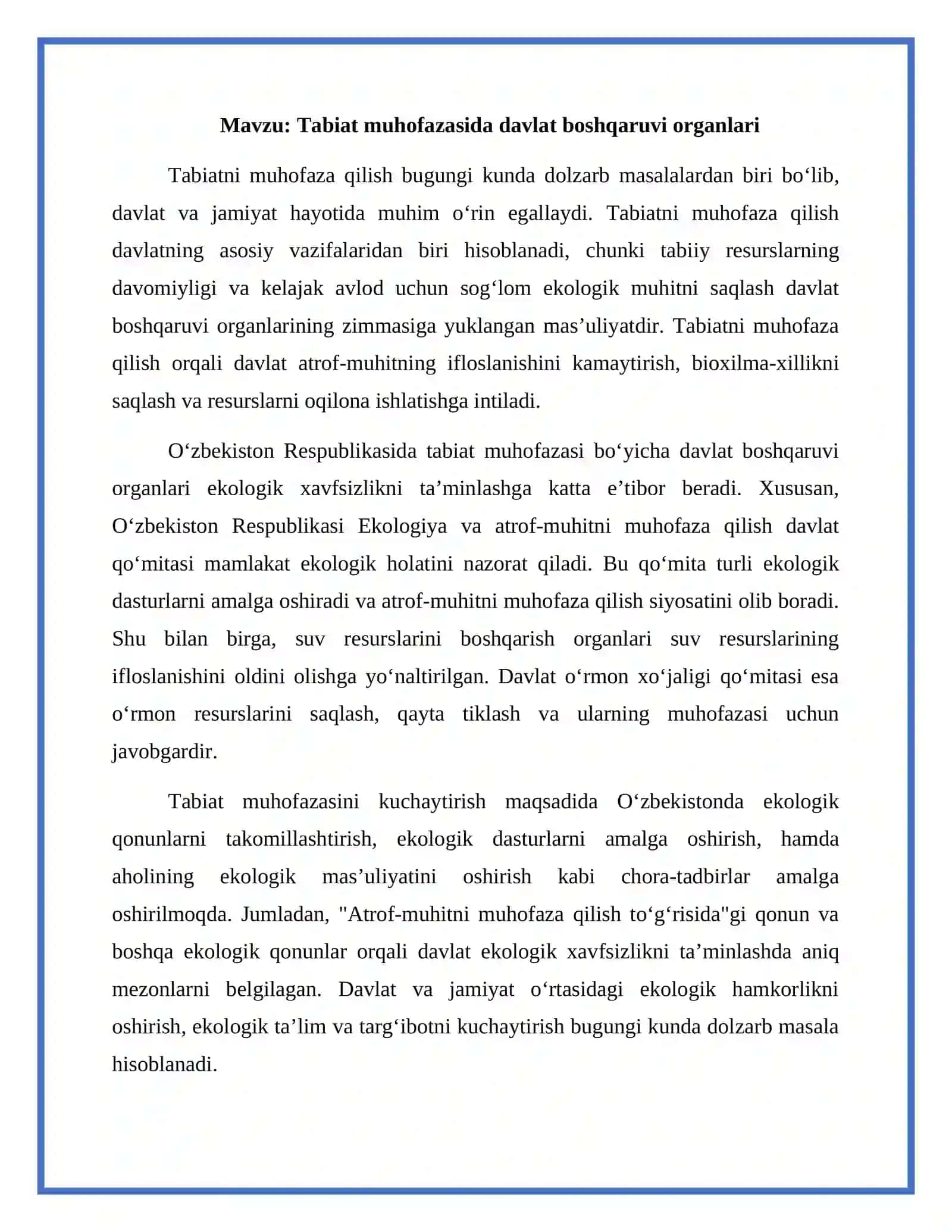 Tabiat muhofazasida davlat boshqaruvi organlari 2