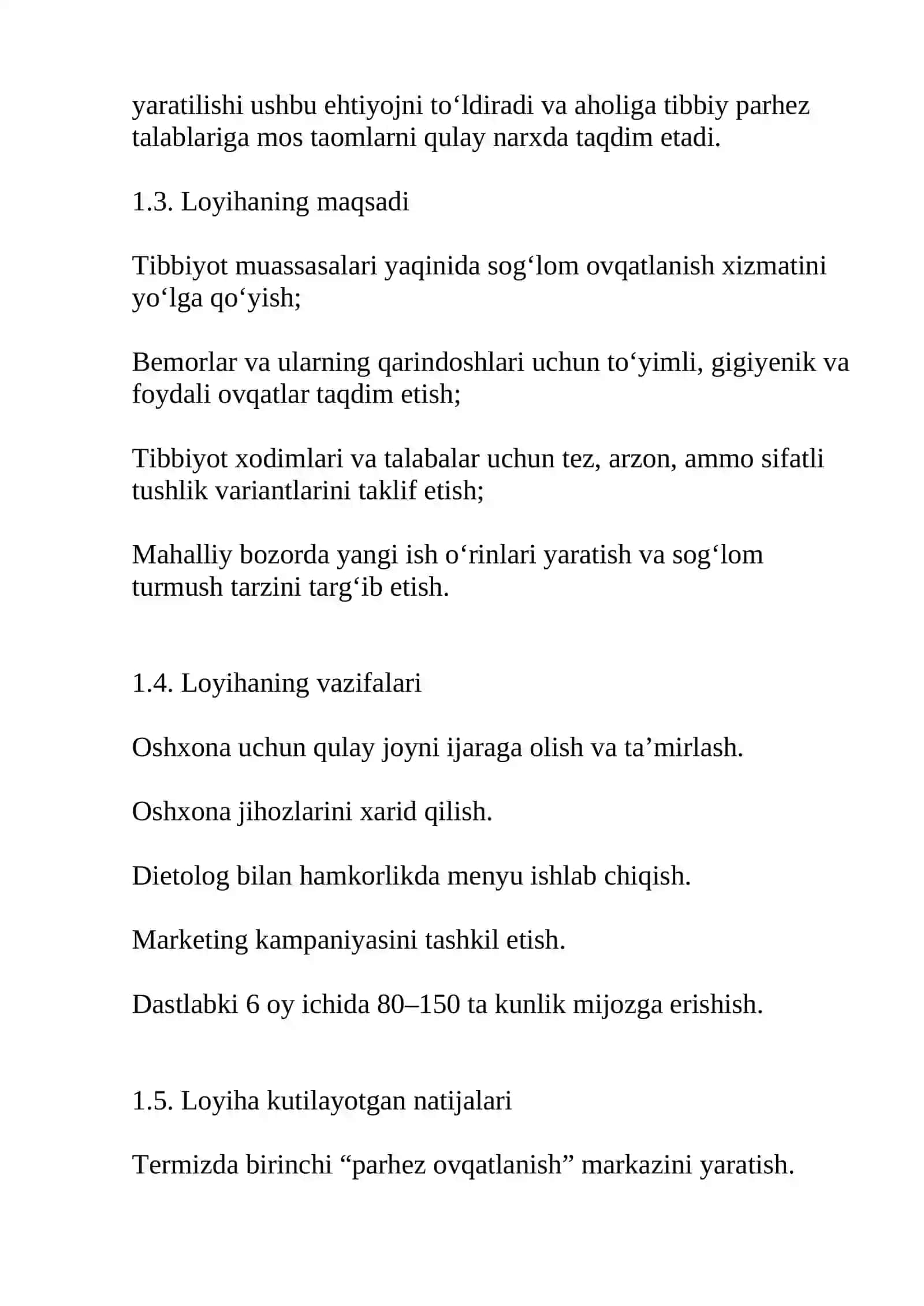 "SOG‘LOM OSHXONA" tashkiloti uchun marketing rejasi 2