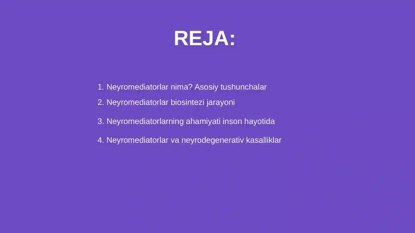 Neyromediatorlar biosintezi,ahamiyati va kasalliklar 2
