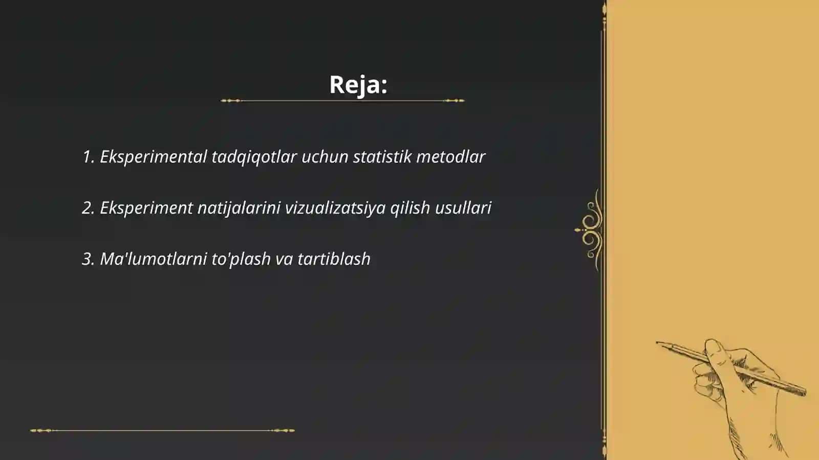 Eksperimental natijalarni tahlil qilish, taqdim etishi va talqin qilish 2