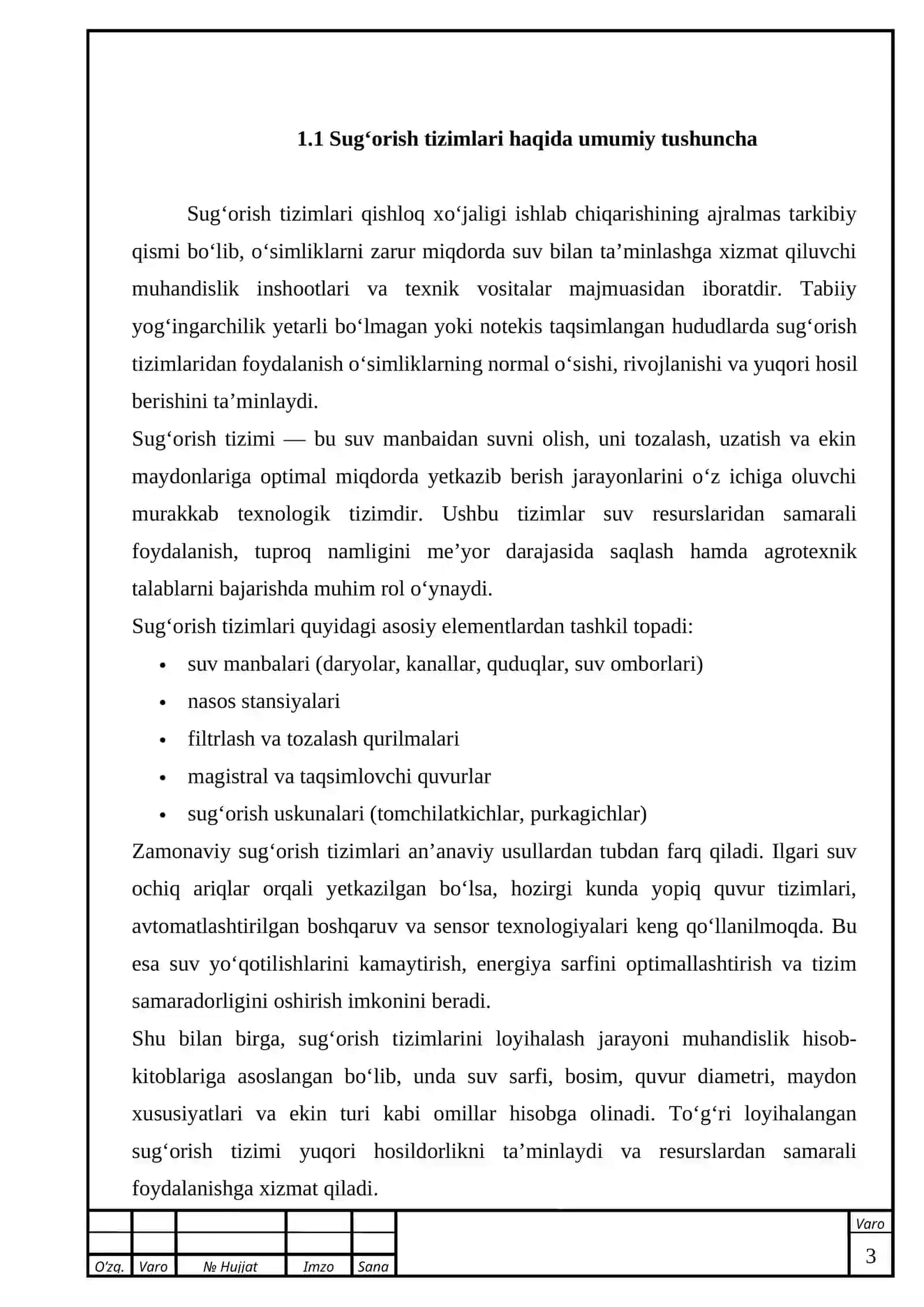 Sun’iy sug’orish tizimlarini loyihalash 2
