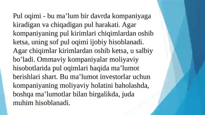 Pul oqimlari to'g'risidagi hisobotni tayyorlash va tuzish 2