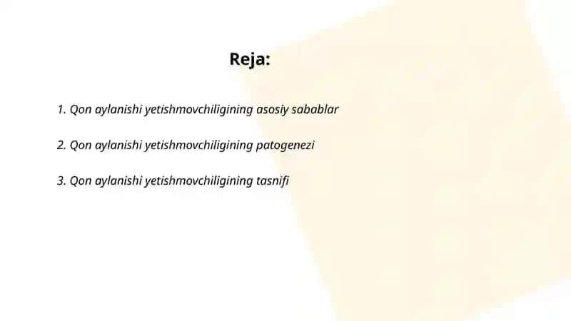 Qon aylanishi yetishmovchiligi etiologiyasi 2