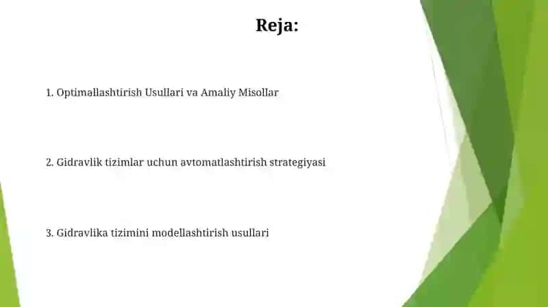 Gidroinshootlarni modellashtirish, avtomatlashtirish va optimallashtirish 2