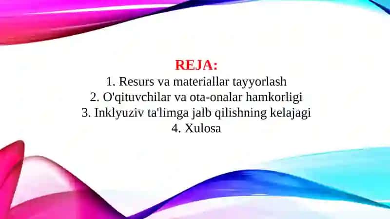 INKLYUZIV TA'LIMGA JALB QILISH BOSQICHLARI 2