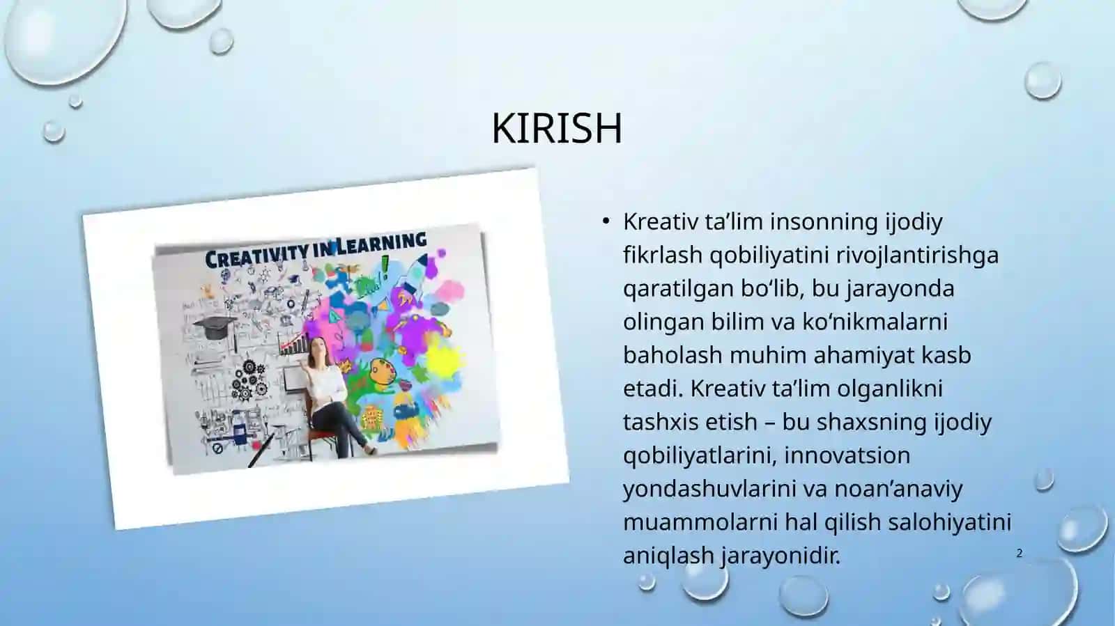 Kreativ ta’lim olganlikni tashxis etishning mohiyati 2