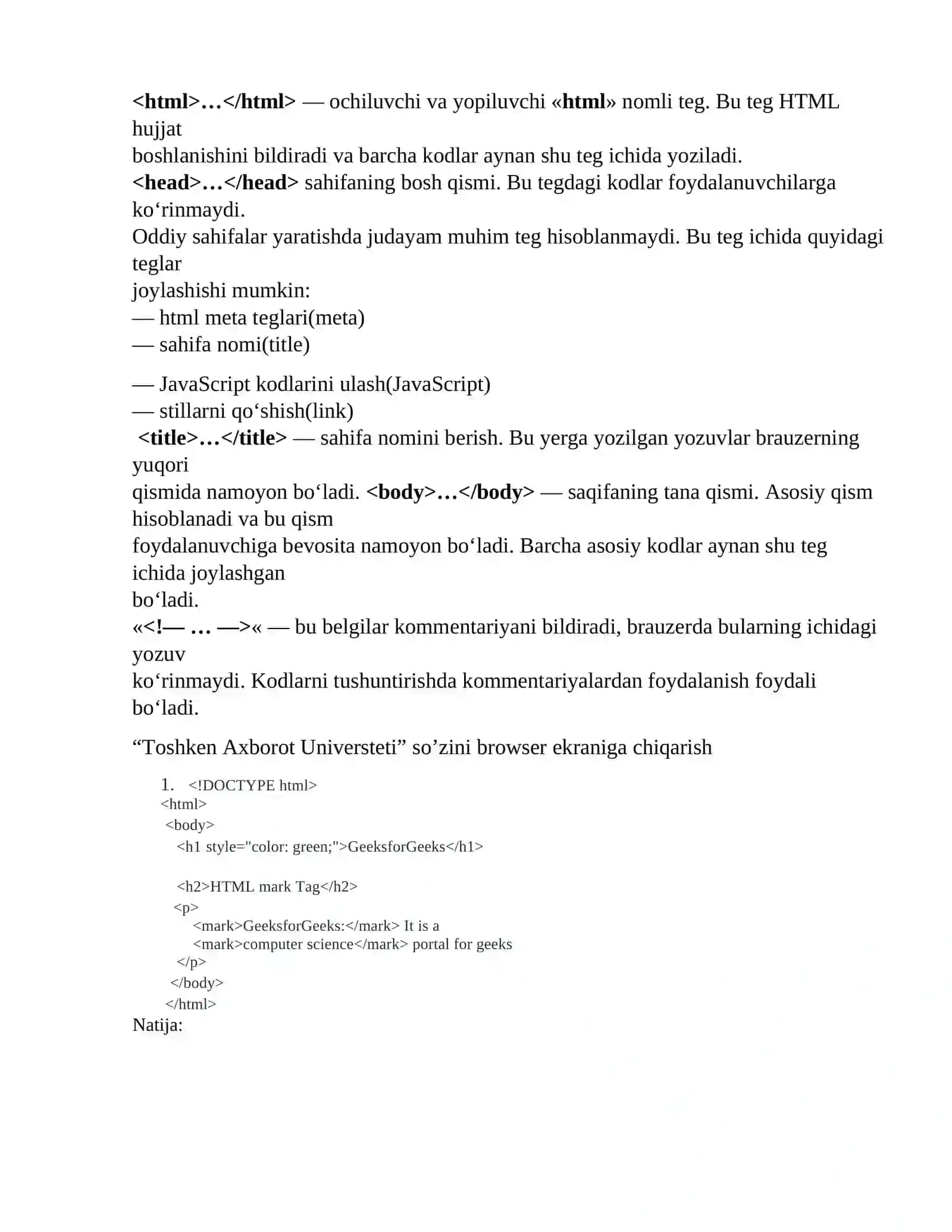 HTML5 da yangi teglar 2