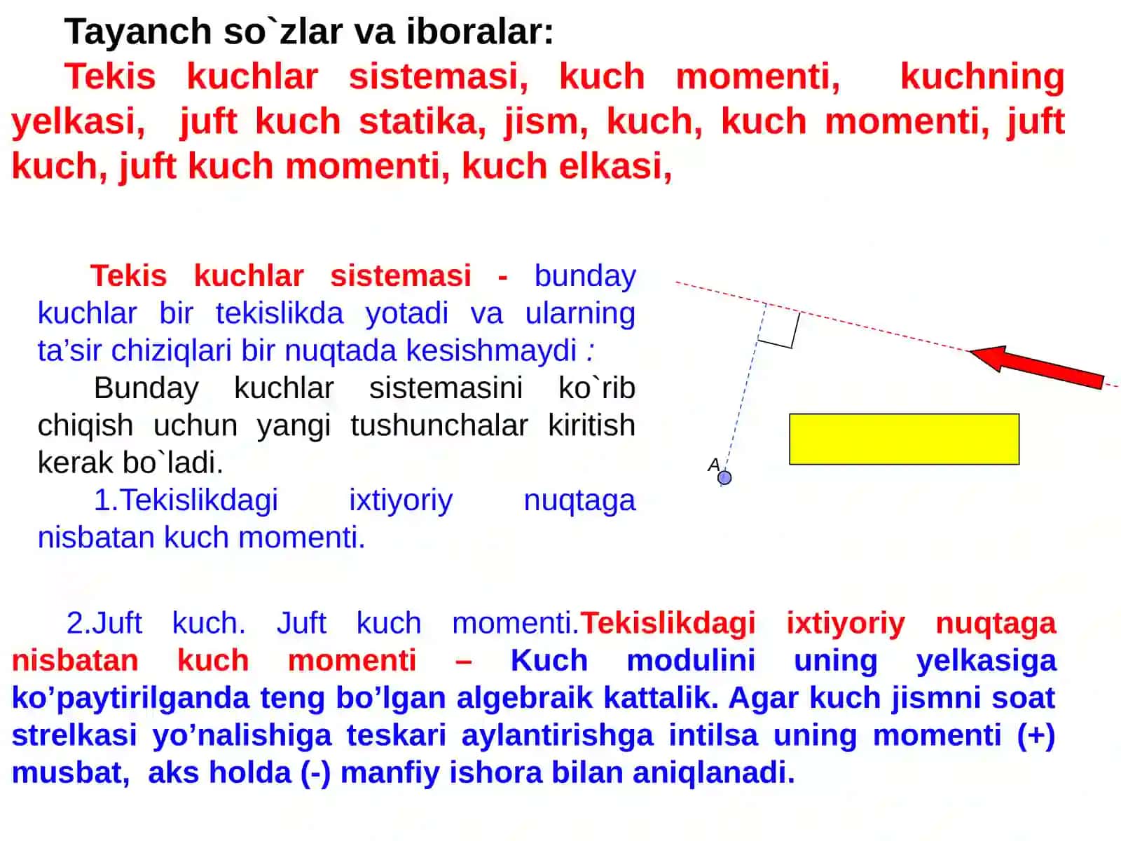 TEKISLIKDA IXTIYORIY JOYLASHGAN KUCHLAR SISTEMASI VA UNING MUVOZANAT SHARTLARI 2