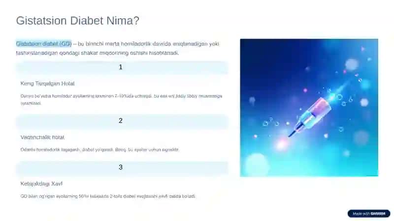 Endokrinologiya va Gistatsion Diabet: Homiladorlikda Shakar Kasalligi 2