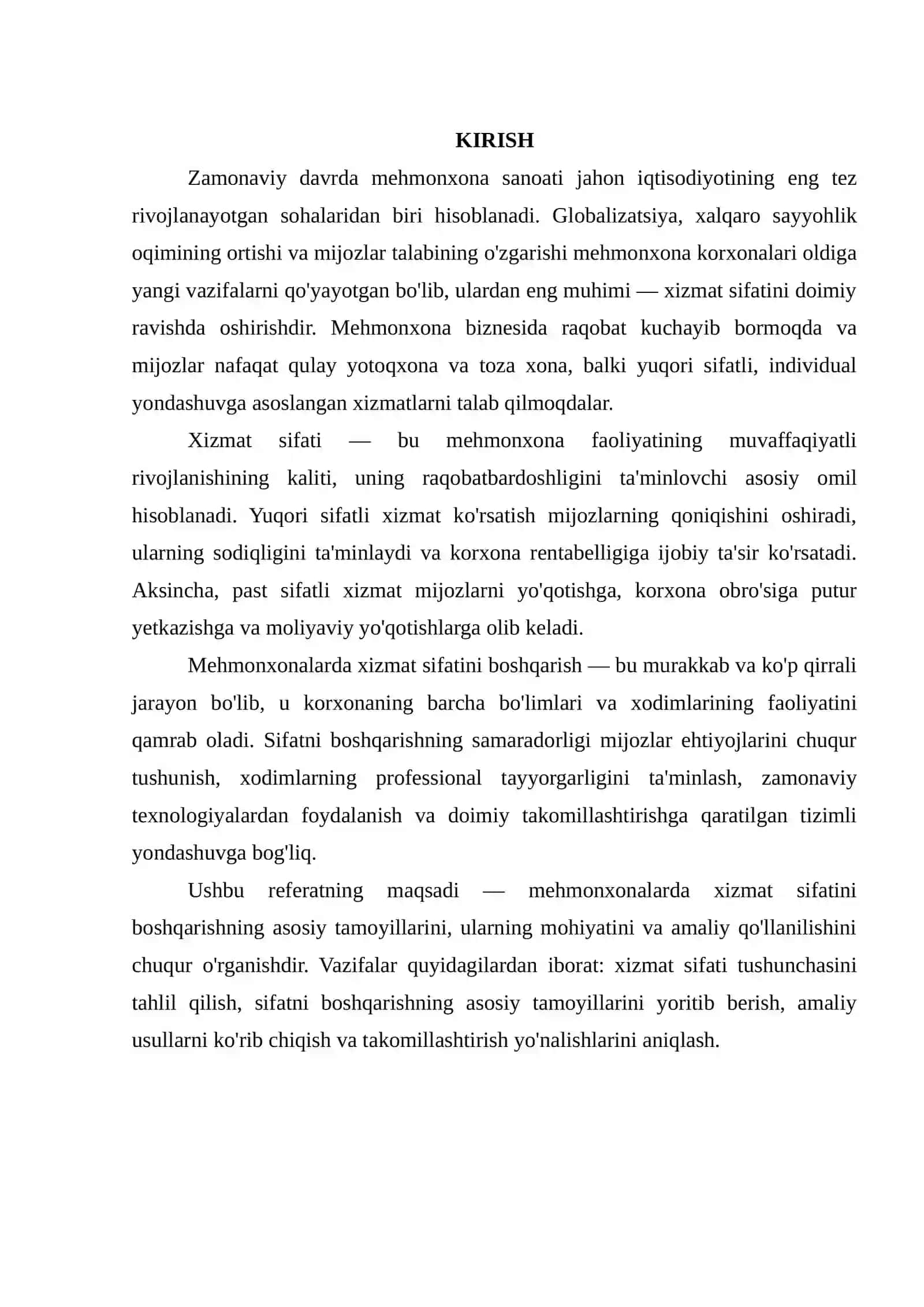 MEHMONXONALARDA XIZMAT SIFATINI BOSHQARISHNING ASOSIY TAMOYILLARI 2