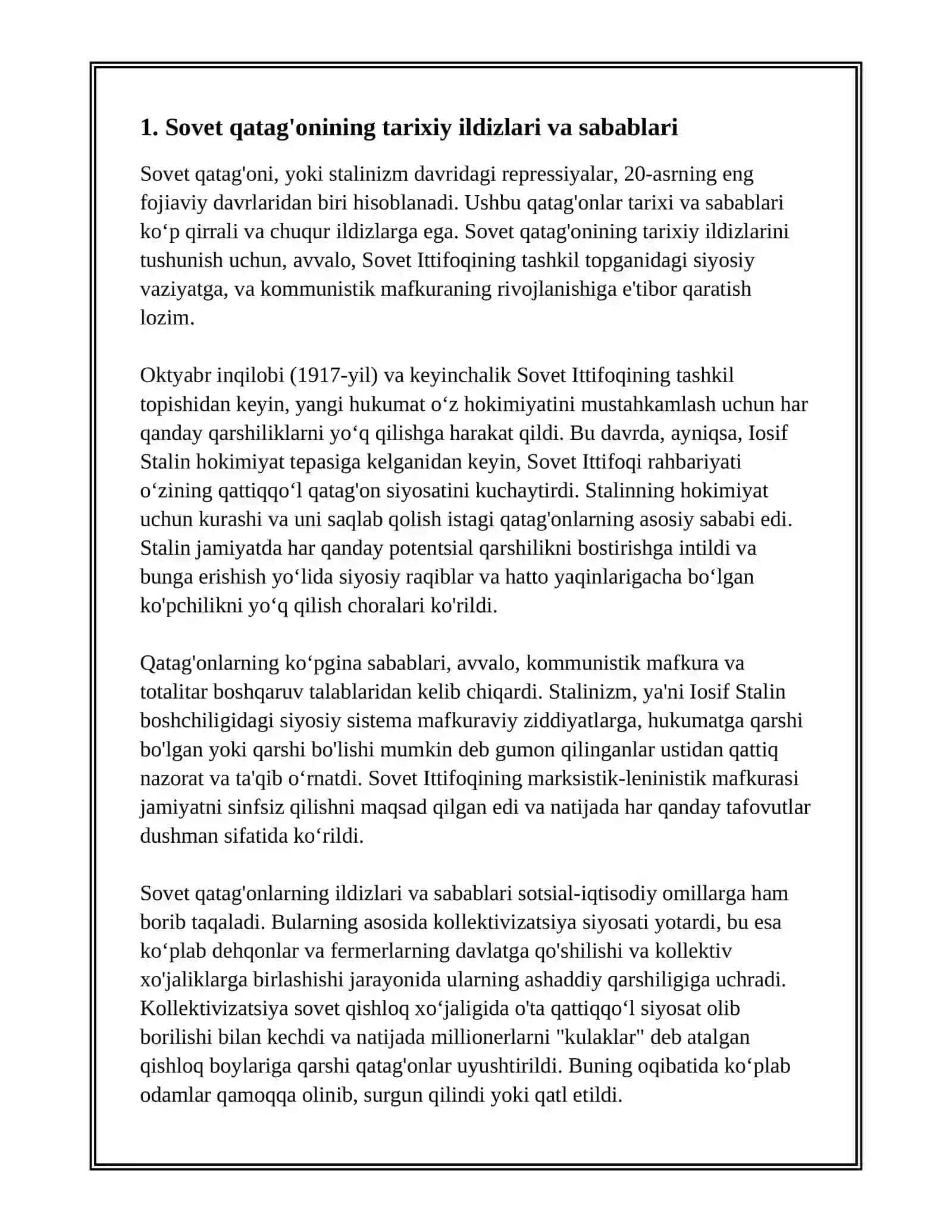 SOVETLARNING QATAG'ON - ZO'RAVONLIK SIYOSATI VA UNING MOHIYATI 2
