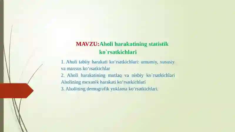 Aholi harakatining statistik ko'rsatgichlari 2