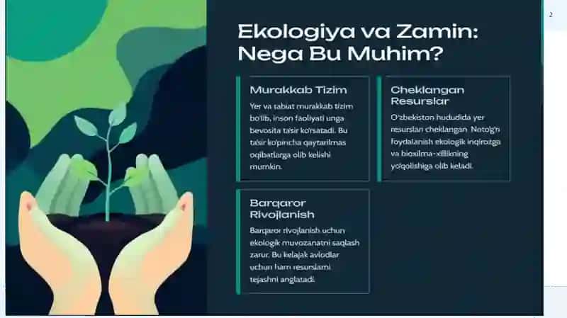 Uyumlar ishlashini loyihalashda ekologiya va zaminni himoya qilish masalalari 2