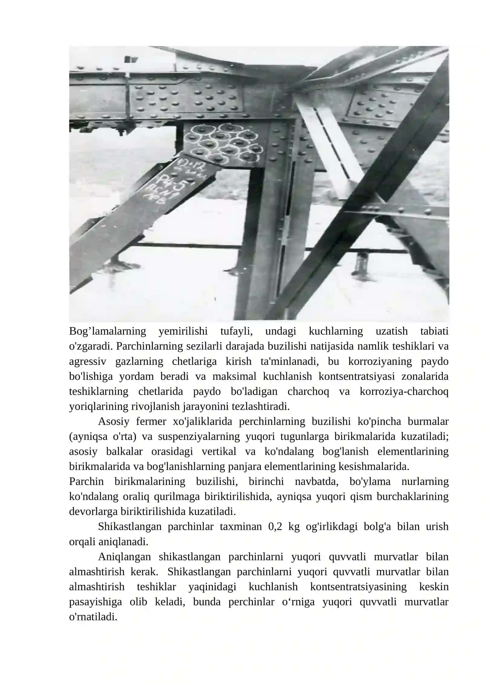 Ekspluatatsiya qilinayotgan metall oraliq qurilmalarning asosiy nuqson va shikastlanishlari 2