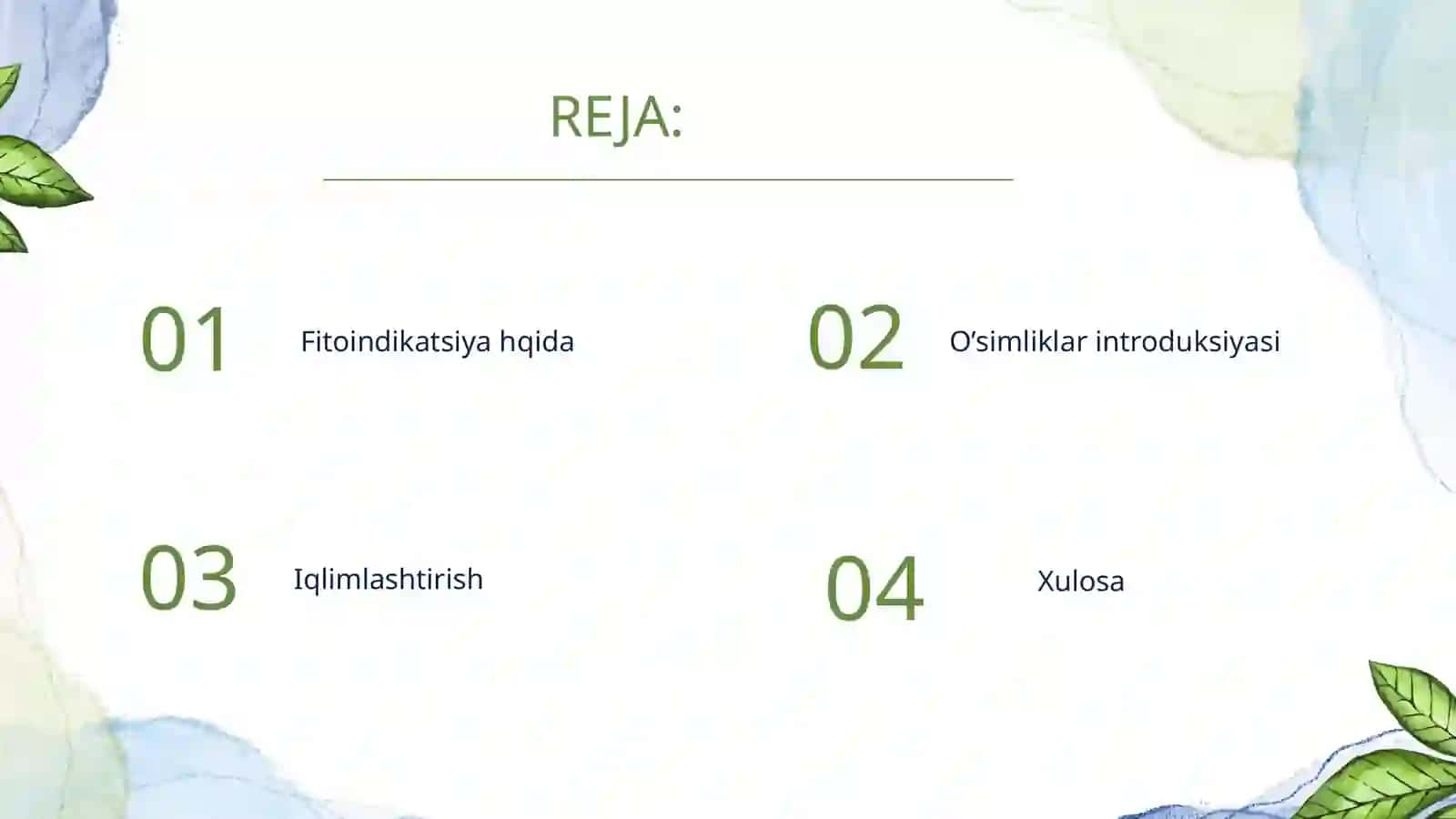 Fitoindikatsiya O’simliklar introduksiyasi va ularni iqlimlashtirish 2