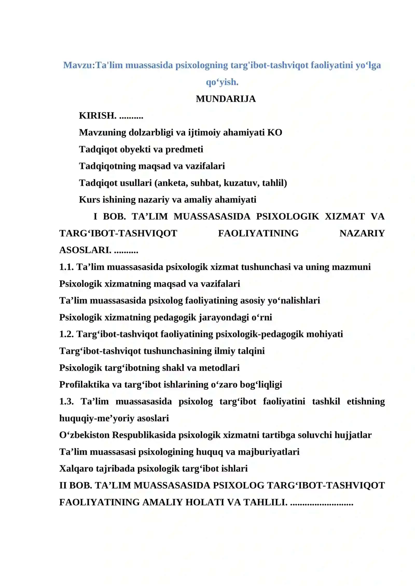 Ta'lim muassasida psixologning targ'ibot-tashviqot faoliyatini yoʻlga qoʻyish 2