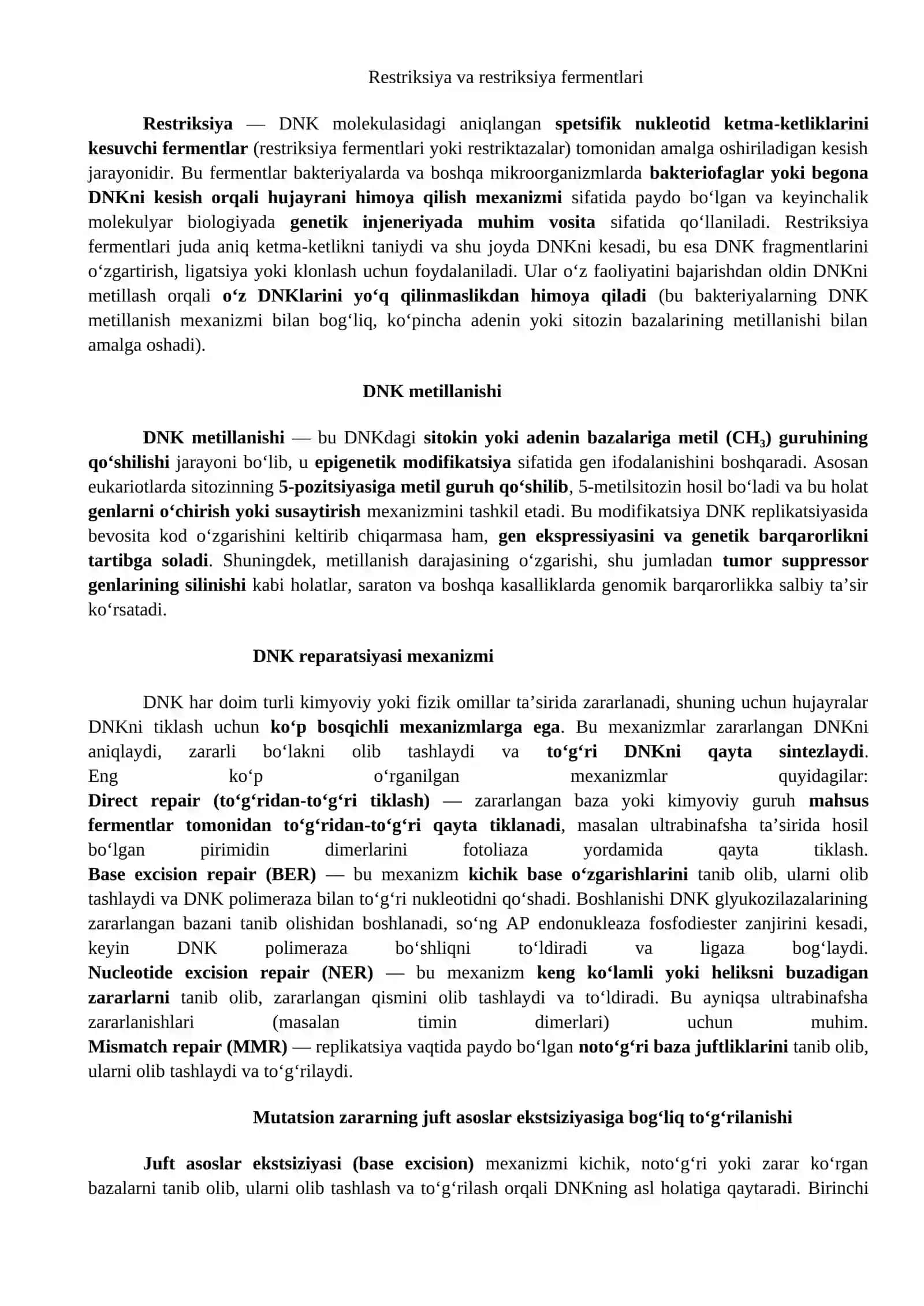 DNKning qayta tiklanishi 2