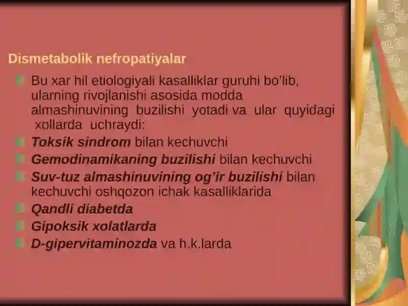 DESMETABOLIK NEFROPATIYALAR 2