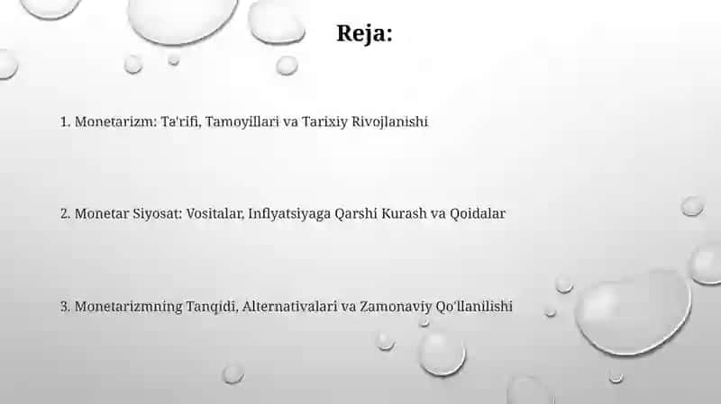 Monetarizm iqtisodiy talimoti 2