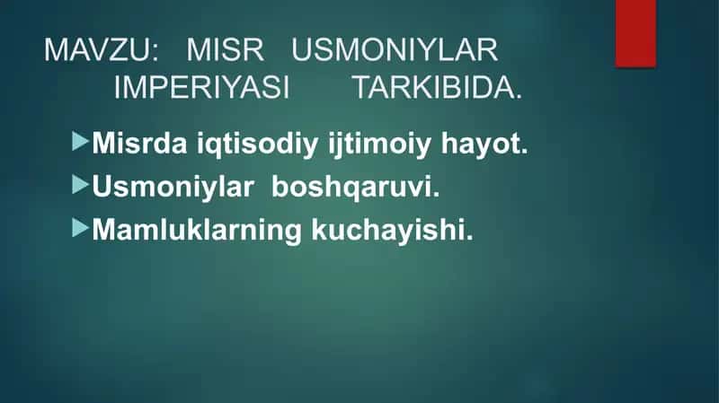 Misr Usmoniy Imperiyasi Tarkibi 2