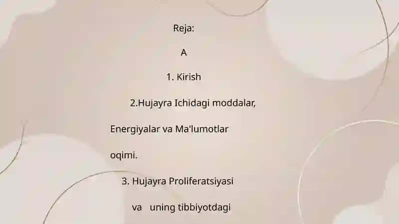 Hujayra moddalar, energiya va ma'lumotlar oqimi 2