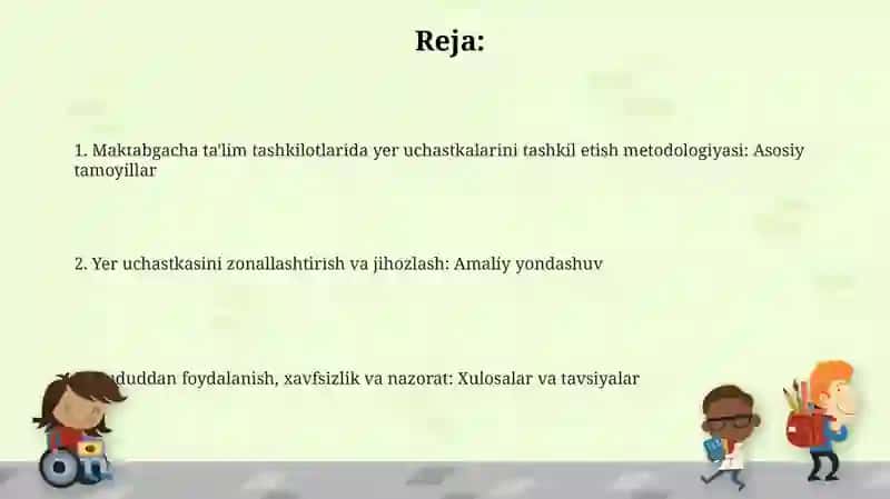 Maktabgacha ta'lim tashkilotlarida yer maydonchalarini tashkil etish metodikasi 2