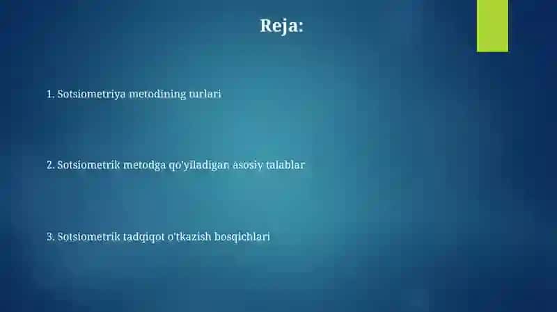Sotsiometriya metodi: turlari va Unga qòyiladigan asosiy talablar 2