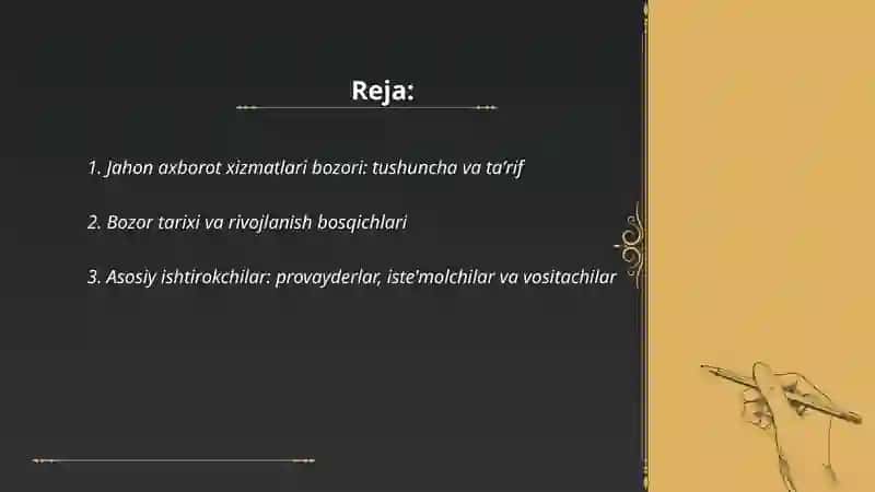 Jahon axborot xizmatlari bozori asosiy tushunchalar 2