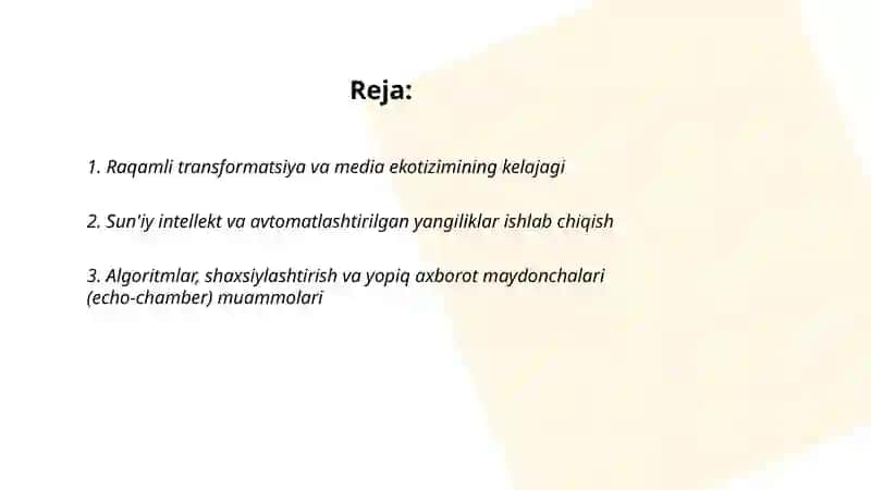 Media vositalarida axborotning kelajagi va yangj tendensiyalar 2