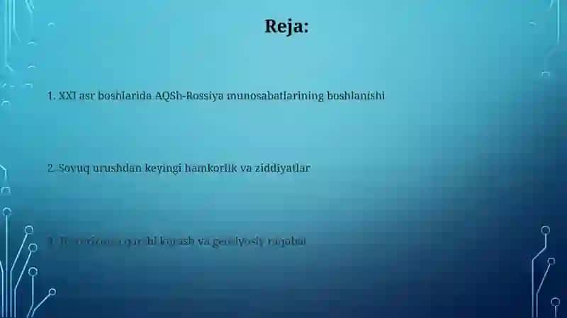 XXI asr boshlarida AQSh va Rossiya munosabatlari 2