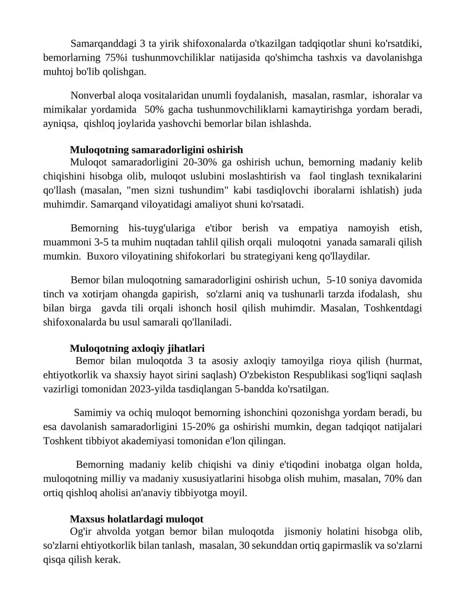 Bemorlar bilan verba va noverbal muloqot urnatish 2