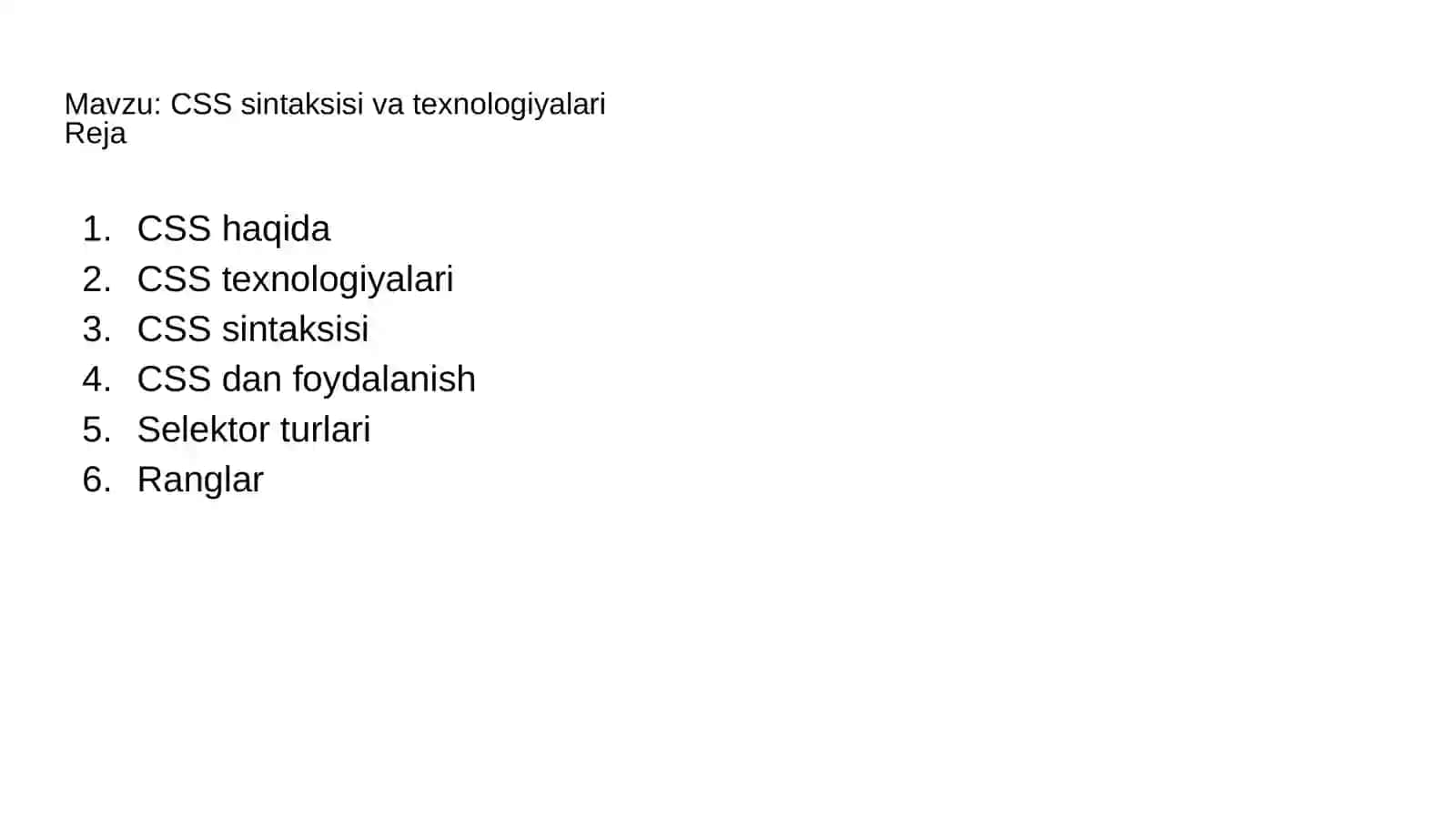 CSS sintaksisi va texnologiyalari 2